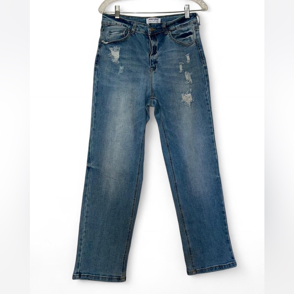 Wax Jeans distressed blue denim jeans